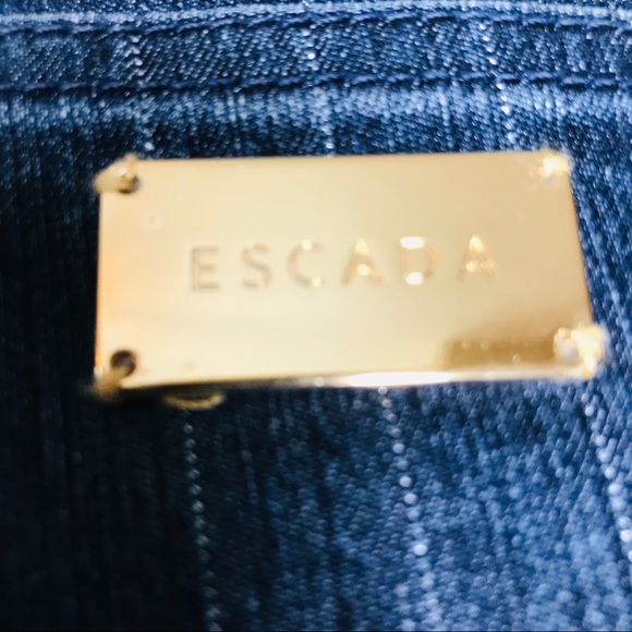 VINTAGE Escada Dark Pinstripe Bootcut Jeans Sz 40 - Picture 2 of 8